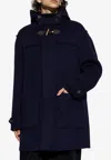 Moschino Wool And Cashmere Coat With Hood In Blue