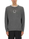 Moschino Wool And Cashmere Pullover Laurel Crown Embroidery In Gray