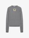 Moschino Wool And Cashmere Pullover Laurel Crown Embroidery In Gray