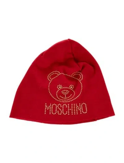 Pre-owned Moschino Wool Beaded Beanie In Red