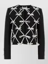 Moschino Wool Blazer Cropped Tailored Bow Detail In Black