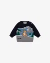 Moschino Teddy Bear Embroidered Sweater In Blue