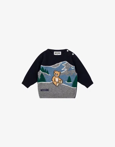 Moschino Teddy Bear Embroidered Sweater In Black