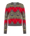 Moschino Wool Blend Pullover Smiley Grey In Gray