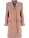 Moschino Structured Wool Blend Coat With Flap Pockets In Pink