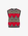 Moschino Smiley Heart-intarsia Vest In Gray