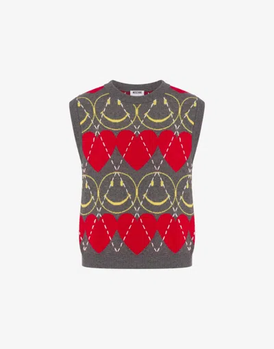 MOSCHINO WOOL BLEND SLEEVELESS SWEATER SMILEY®