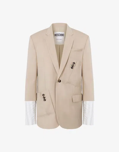 Moschino Wool Canvas Jacket Cuff Details In Pink