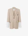 Moschino Wool Canvas Jacket With Cuff Details In Multi