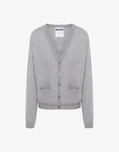 Moschino Wool Cardigan Golden M In Gray
