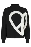 Moschino High Neck Oversized Logo Knitwear In Black