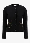Moschino Chain Cardigan With Laced Hem In Black