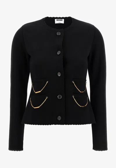 MOSCHINO WOOL CHAIN CARDIGAN