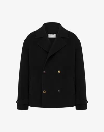 Moschino Wool Cloth Jacket Laurel Crown In Black