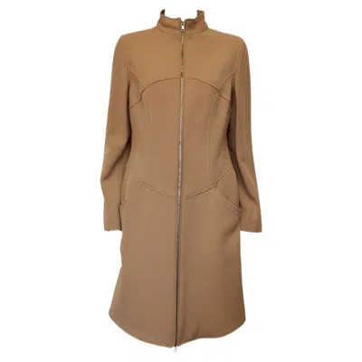 Pre-owned Moschino Wool Coat Size 44 In Brown