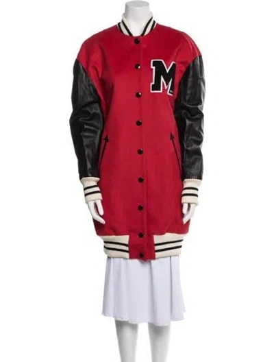 Pre-owned Moschino Wool Colorblock Pattern Trench Coat In Red