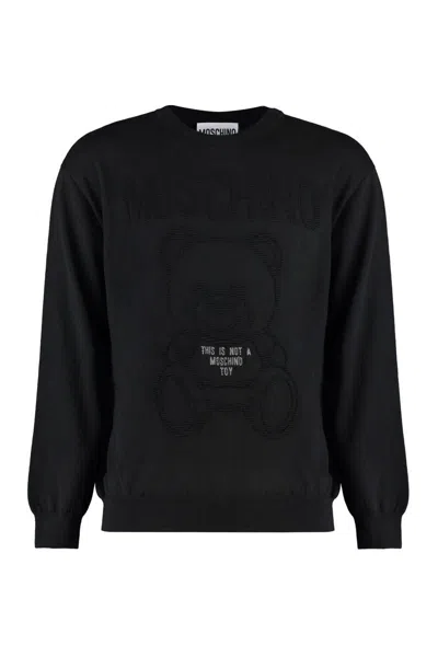 Moschino Wool Crew-neck Sweater In Black