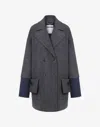 Moschino Wool Felt Coat With Cuff Details In Gray
