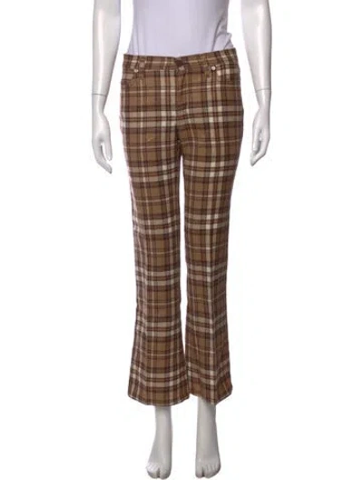 Pre-owned Moschino Wool Flared Pants In Brown/gold/neutrals