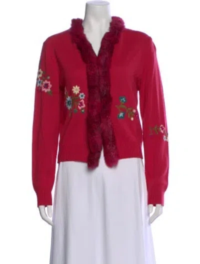 Pre-owned Moschino Wool Floral Print Sweater In Pink