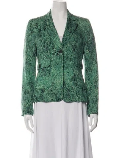 Pre-owned Moschino Wool Graphic Print Blazer In Green