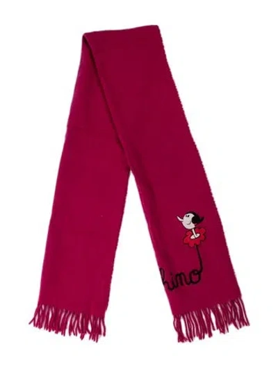 Pre-owned Moschino Wool Graphic Print Scarf In Pink
