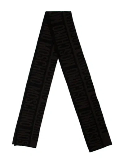 Pre-owned Moschino Wool Graphic Print Scarf W/ Tags In Brown
