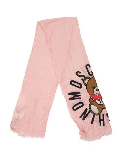 Pre-owned Moschino Wool Graphic Print Scarf W/ Tags In Pink