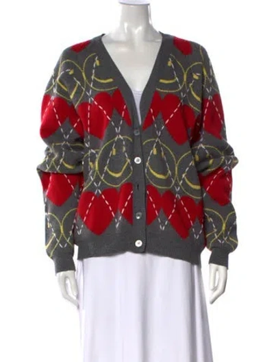 Pre-owned Moschino Wool Graphic Print Sweater In Red