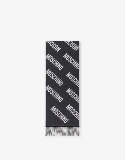 Moschino Wool Jacquard Scarf In Black