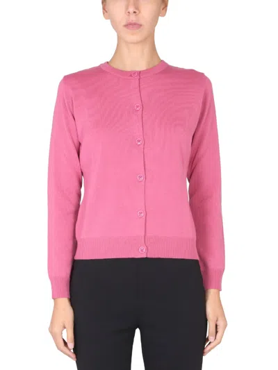 Moschino Pink Solid Round Neck Sweater