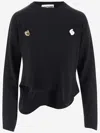Moschino Asymmetric Hem Crewneck Knitted Jumper In Black