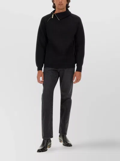Moschino Wool Jumper Zipper Detail In Black