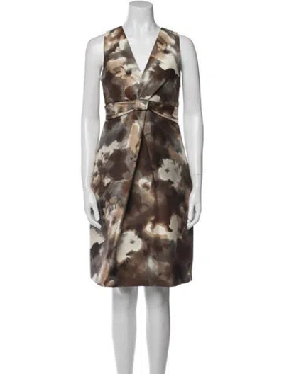 Pre-owned Moschino Wool Knee-length Dress In Brown