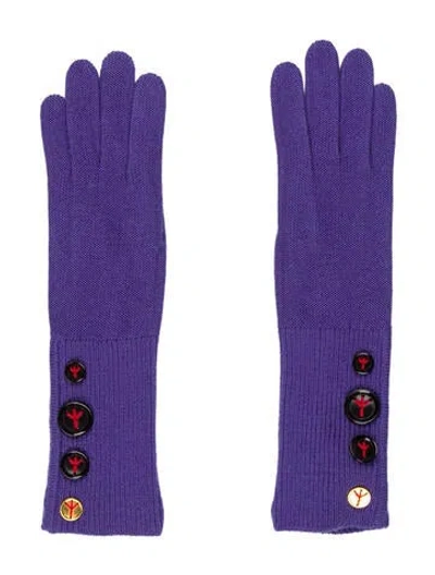Pre-owned Moschino Wool Knit Gloves In Purple