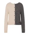 Moschino Two-tone Cable-knit Sweater With Reversible Design In Gray