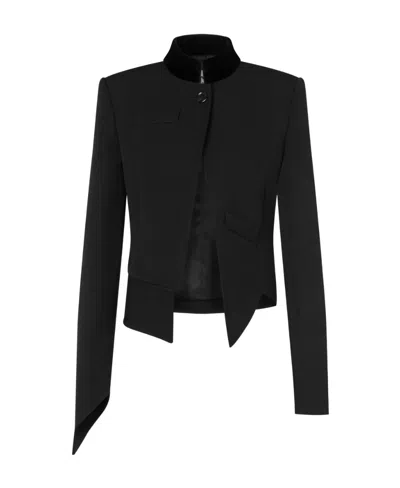 Moschino Wool Long-sleeved Casual Jacket In Black