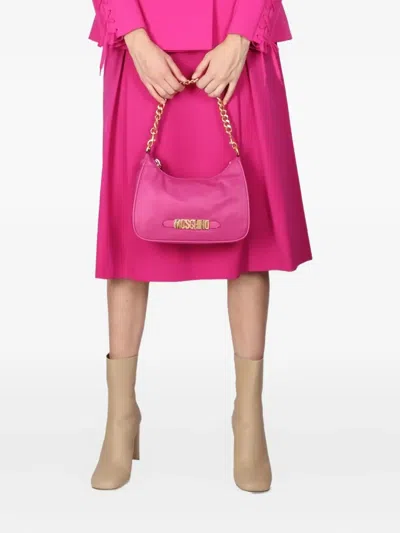 Moschino Flared Midi Skirt With Side Button And Zipper Closure In Pink
