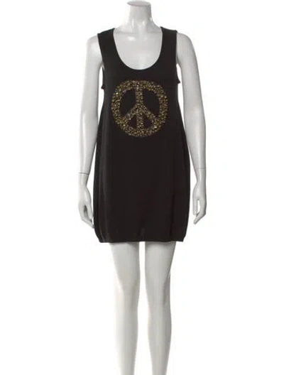 Pre-owned Moschino Wool Mini Dress In Black