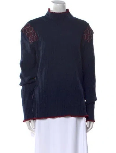 Pre-owned Moschino Wool Mock Neck Sweater In Blue