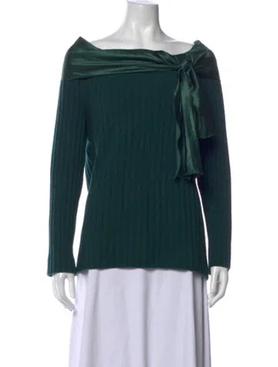 Pre-owned Moschino Wool Off-the-shoulder Sweater In Green