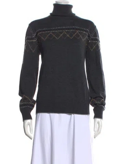Pre-owned Moschino Wool Patterned Sweater In Gray