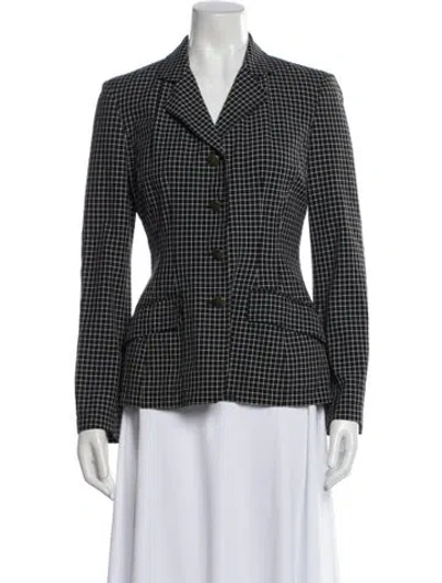 Pre-owned Moschino Wool Plaid Print Blazer In Gray