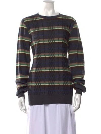 Pre-owned Moschino Wool Plaid Print Sweater In Gray