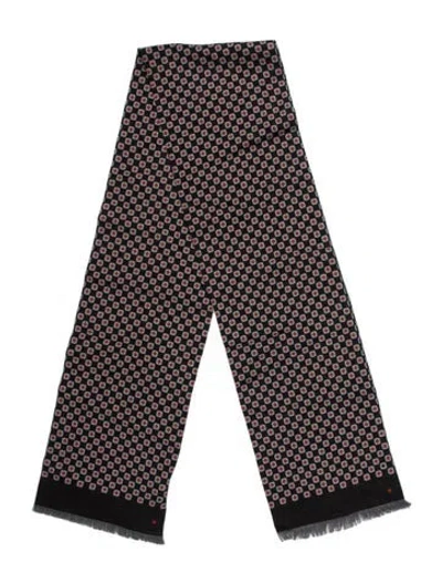 Pre-owned Moschino Wool Polka Dot Print Scarf In Black