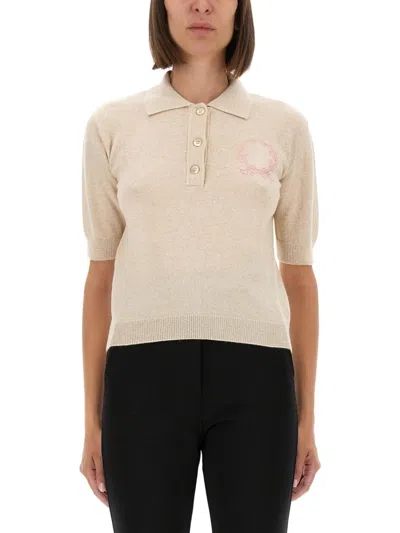 MOSCHINO WOOL POLO SHIRT WITH CLASSIC COLLAR AND LOGO