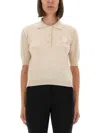 Moschino Knitwear Polo Collar Short Sleeves Ribbed Hem In White