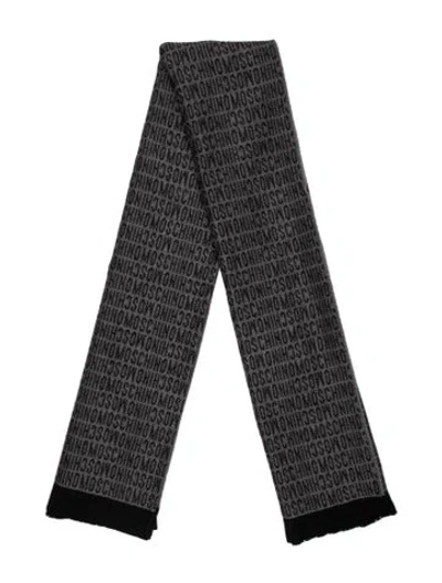 Pre-owned Moschino Wool Printed Scarf In Black