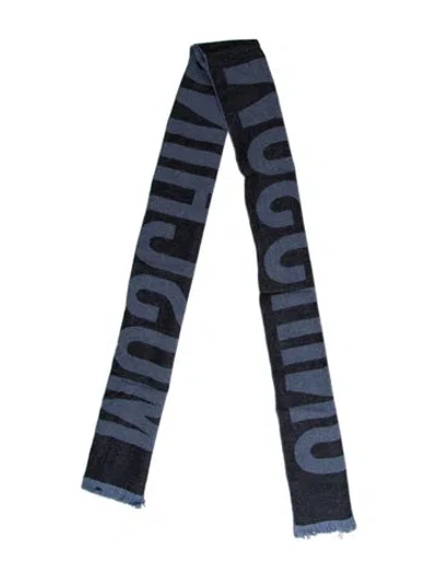 Pre-owned Moschino Wool Printed Scarf In Blue