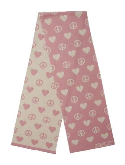 Pre-owned Moschino Wool Printed Scarf In Pink
